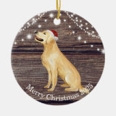 Cute Santa Hat Golden Retriever Kerstmis Keramisch Ornament (Voorkant)