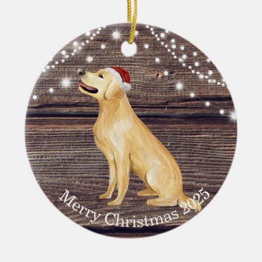 Cute Santa Hat Golden Retriever Kerstmis Keramisch Ornament (Voorkant)