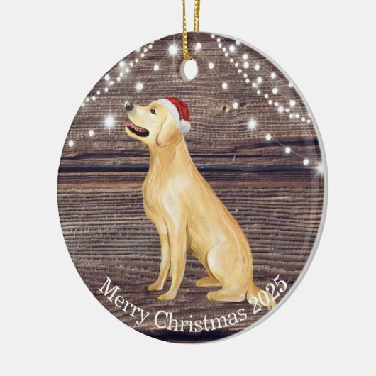 Cute Santa Hat Golden Retriever Kerstmis Keramisch Ornament (Links)