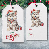 Cute Santa Hat Husky Puppy Christmas Cadeaulabel