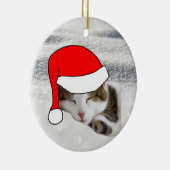 Cute Santa Hat Kitten Slaapende kerstversiering Keramisch Ornament (Rechts)