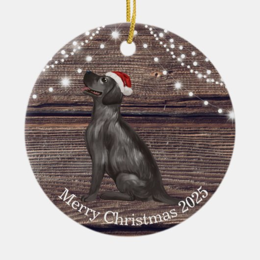 Cute Santa Hat Labrador-kerstkeramiek Keramisch Ornament (Voorkant)