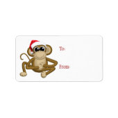 Cute Santa Hat Monkey - kerstcadeaulabels Etiket (Voorkant)