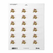 Cute Santa Hat Monkey - kerstcadeaulabels Etiket (Full Sheet)