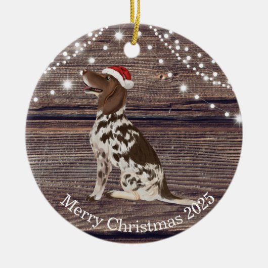 Cute Santa Hat Pointer Kerstmis Keramisch Ornament (Voorkant)