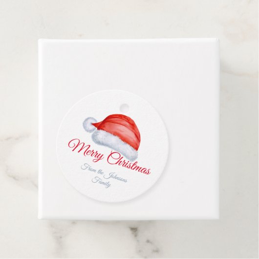 Cute Santa Hat Red en White Bedankjes Labels (In situ)