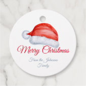 Cute Santa Hat Red en White Bedankjes Labels (Voorkant)
