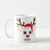 Cute Santa Hat Reindeer Kerstmis Mok (Links)