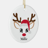 Cute Santa Hat Reindekerst Keramisch Ornament (Rechts)