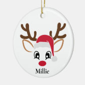 Cute Santa Hat Reindekerst Keramisch Ornament (Links)