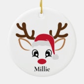 Cute Santa Hat Reindekerst Keramisch Ornament (Achterkant)