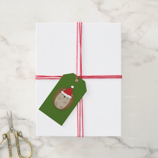 Cute Santa Hedegel Cadeaulabel (Met Touw)