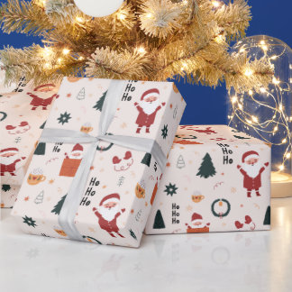 Cute Santa Ho Ho Ho Kerstmis Cadeaupapier