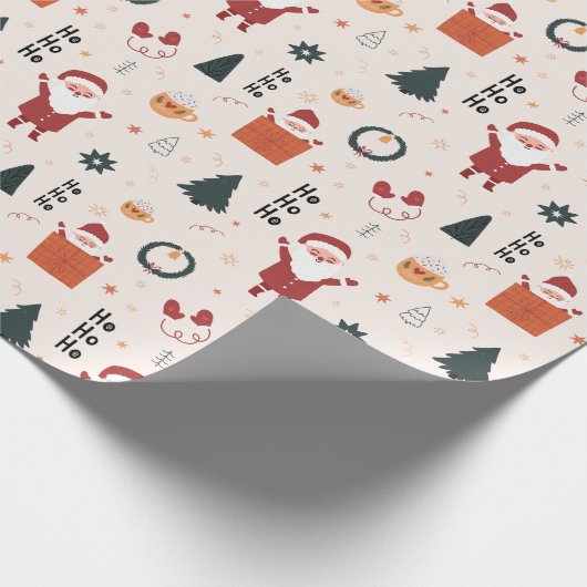 Cute Santa Ho Ho Ho Kerstmis Cadeaupapier (Hoek)