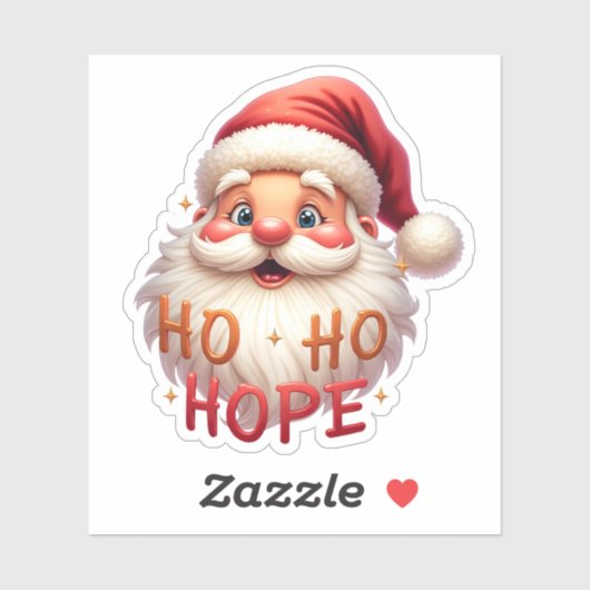 Cute Santa “Ho Ho Hope” Sticker (Vel)