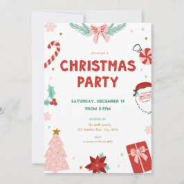 Cute Santa Holiday Kid Christmas Party Invitations Kaart