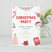 Cute Santa Holiday Kid Christmas Party Invitations Kaart (Staand voorkant)