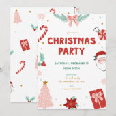 Cute Santa Holiday Kid Christmas Party Invitations Kaart (Voorkant / Achterkant)