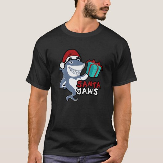 Cute Santa Jaws Familie Kerstpyjama Funny Sha T-shirt (Voorkant)