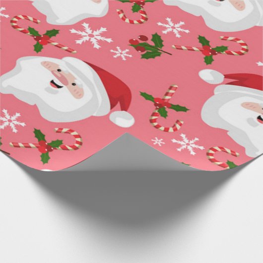 Cute Santa Kerstmis Pattern Cadeaupapier (Hoek)