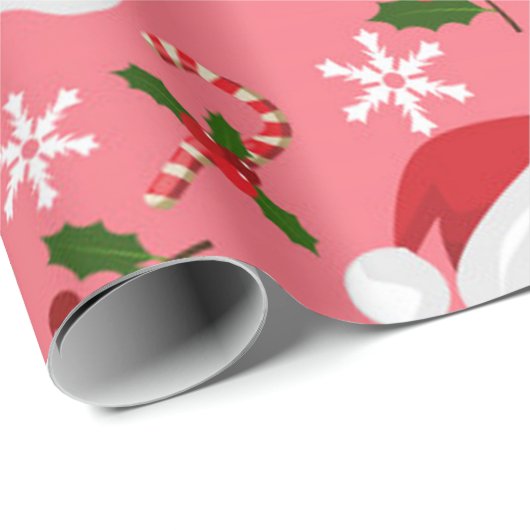 Cute Santa Kerstmis Pattern Cadeaupapier (Rol Hoek)