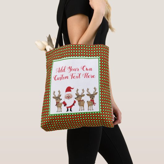 Cute Santa Kerstmis Pset Custom Typography Tote Bag (Dichtbij)
