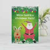 Cute Santa Kerstparty nodigt u uit Kaart (Staand voorkant)