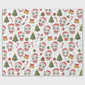Cute Santa Kittens and Christmas Decorations  Cadeaupapier (Vlak)