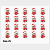 Cute Santa Kitty Klassieke Ronde Sticker (Vel)