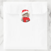Cute Santa Kitty Klassieke Ronde Sticker (Tas)