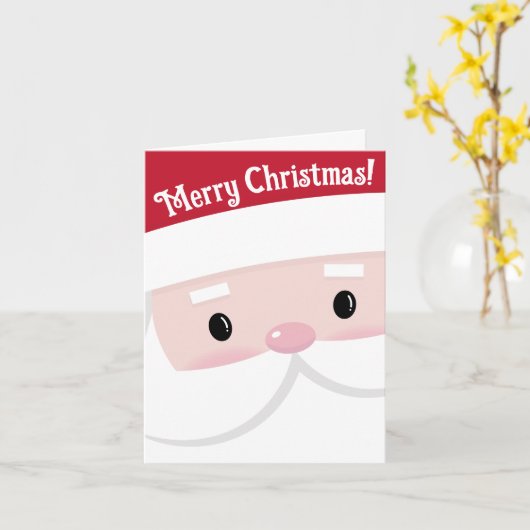 Cute Santa Klaus Face Kerstmis Kaart (Gele Bloem)