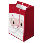 Cute Santa Klaus Face Medium Cadeauzakje (Achterkant Gekanteld)