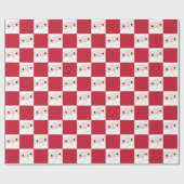 Cute Santa Klaus Face Red Chess Pattern Cadeaupapier (Vlak)