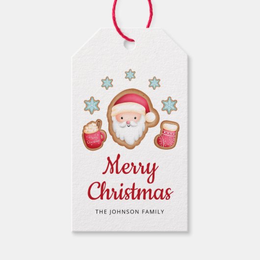 Cute Santa Merry Kerstmis Cadeaulabel (Voorkant)