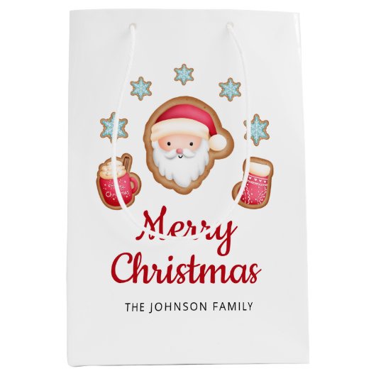 Cute Santa Merry Kerstmis Medium Cadeauzakje (Voorkant)