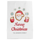 Cute Santa Merry Kerstmis Medium Cadeauzakje (Achterkant)