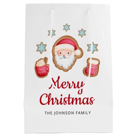 Cute Santa Merry Kerstmis Medium Cadeauzakje (Achterkant)