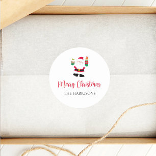 Cute Santa Merry-kerstmis op maat Ronde Sticker
