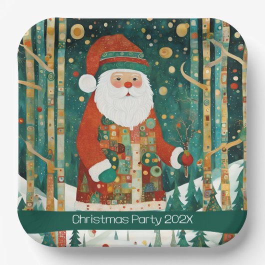 Cute Santa Merry Kerstmis Papieren Bordje (Voorkant)