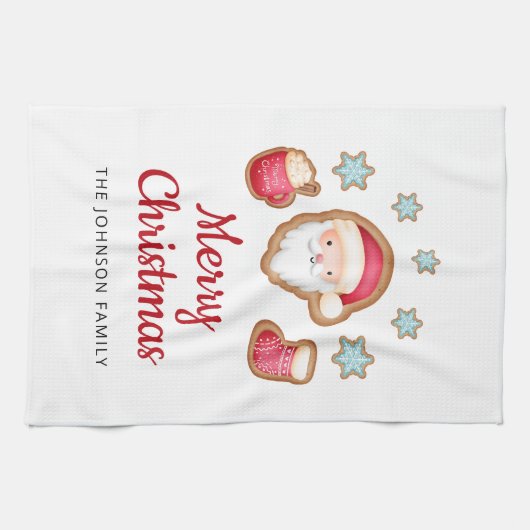 Cute Santa Merry Kerstmis Theedoek (Horizontaal)