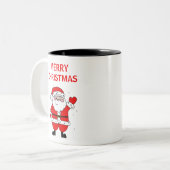 Cute Santa Merry Kerstmis Tweekleurige Koffiemok (Voorkant links)