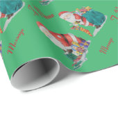 Cute santa met bekapte kerstmis cadeaupapier (Rol Hoek)