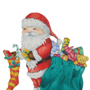 Cute santa met bekapte kerstmis cadeaupapier