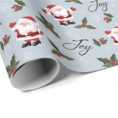 Cute Santa met Joy en Holly Cadeaupapier (Rol Hoek)