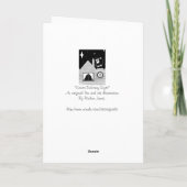 Cute santa met zak op dak zwart-wit feestdagen kaart (Achterkant)