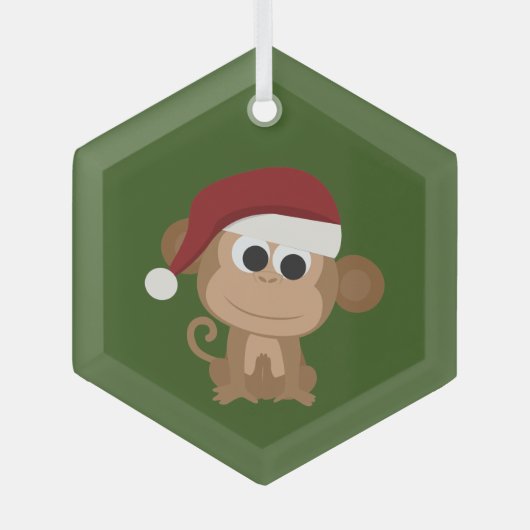 Cute Santa Monkey Glas Ornament (Voorkant)