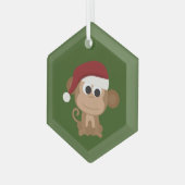 Cute Santa Monkey Glas Ornament (Voorkant links)