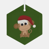 Cute Santa Monkey Glas Ornament (Achterkant)