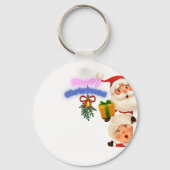 Cute Santa & Mrs. Claus Merry Christmas Greeting  Sleutelhanger (Voorkant)