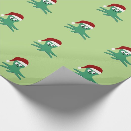 Cute Santa Octopus Cadeaupapier (Hoek)